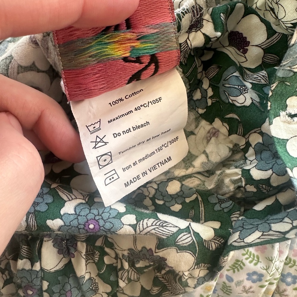 Smocked Floral Kids Romper in Green and White - Picture 8 of 9